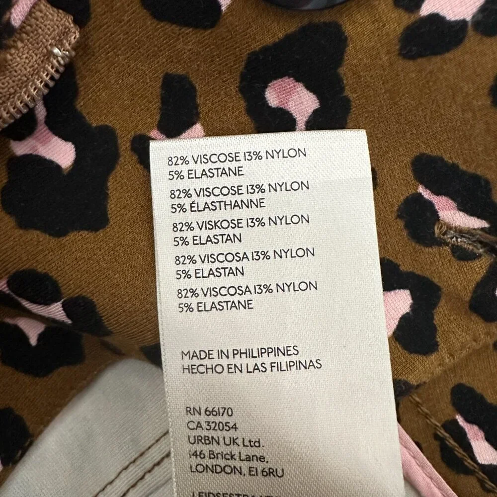 Maeve Anthropologie Tan Black Pink Cheetah Print Colette Cropped Wide Leg Pant - Picture 8 of 8